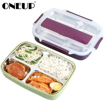 

ONEUP 304 Stainless Steel Japanese Lunch Box With Compartments Leak-Proof Bento Box For Kids School Picnic Food Container