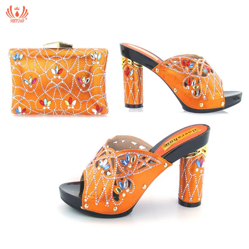Nouveau lavande orange Bleu pourpre Avec Et Mariage Dames Africain Pour Les Sacs Ensemble Orange Décoré or Italiennes Couleur Femmes Parti vert argent Chaussures rouge Assortis Sac ggqr1