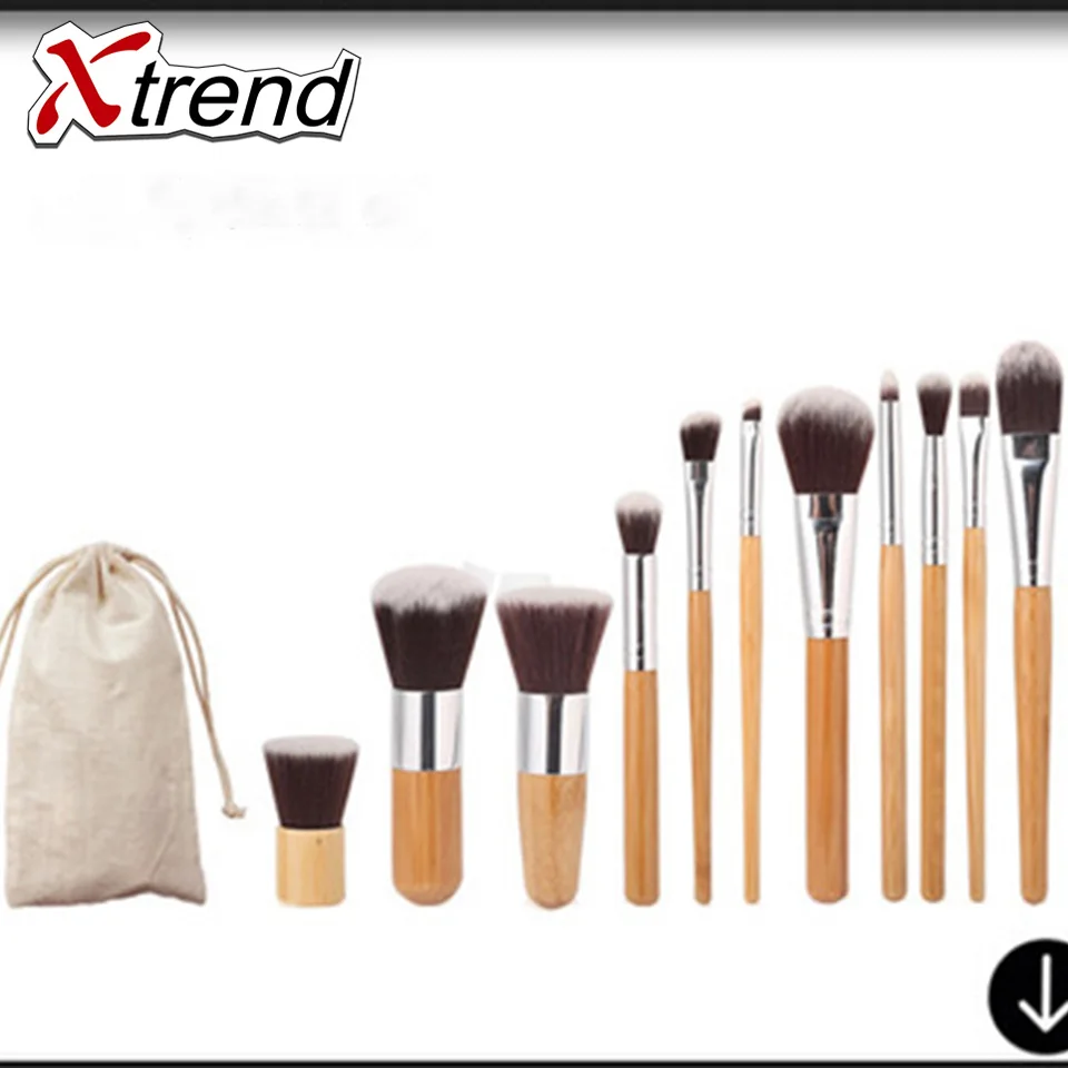 Pressionable набор кистей для макияжа Инструменты-Парфюмерия Комплект Шерсть Make up Brush Set мягкий синтетический волосы здоровыми бамбуковой ручкой - Handle Color: 1 set wooden color