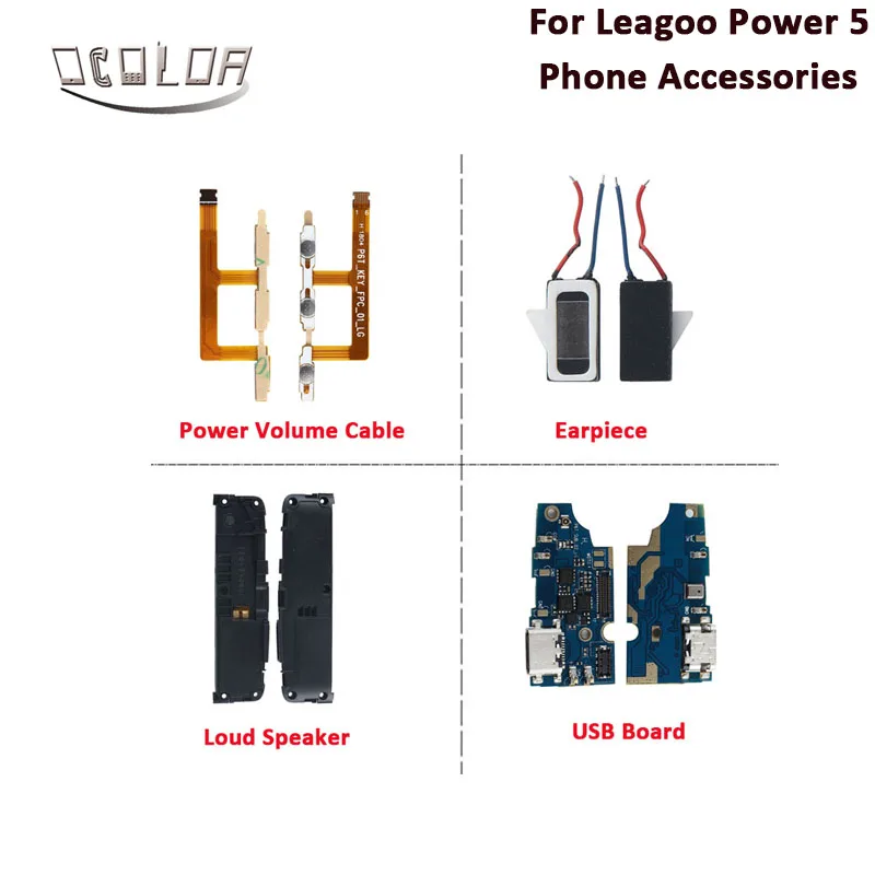 

ocolor For Leagoo Power 5 USB Plug Charge Controller Board Earpiece Loud Speaker For Leagoo Power 5 Power Button Volume Cable