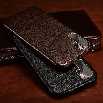 

XOOMZ Business Genuine Leather Back Cover for Huawei P30 Shock-proof Protection Litchi Grain Cowhide Case For Huawei P30 Pro