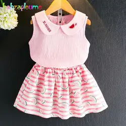 Babzapleume/летние детские Комплекты модной одежды для девочек милое платье принцессы футболка + розовая юбка Детский костюм Одежда для детей 2