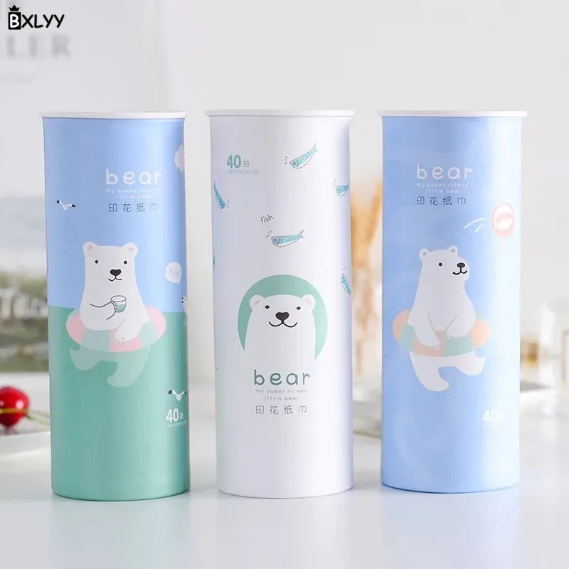 BXLYY Creative Bear Print Disposable Paper Towel Car Paper 40 Pumping Portable Party Decoration Baby Shower Wedding Decoration.7