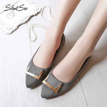 

Silentsea 2020 New Arrival Casual Womens Shoes Women Flock Loafers Shoes Fashion Slip On Women Flats Shoes Grey Blue Black Color