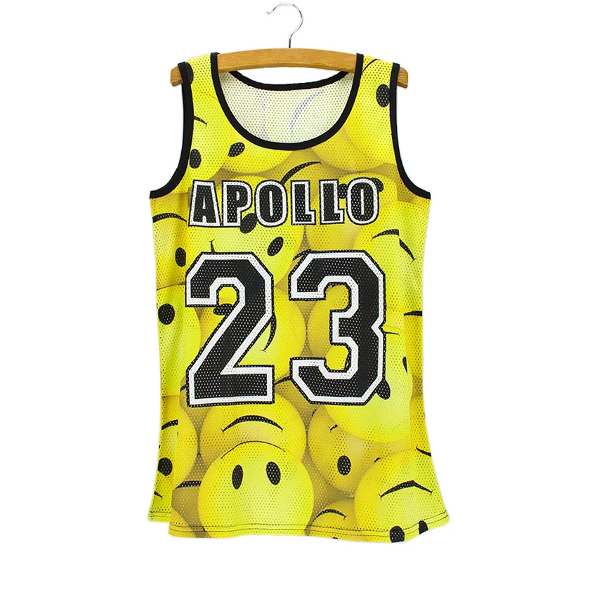 

3D yellow Emoticons printed casual tank tops Breathable fabric tanks 2016 new novelty design summer dress