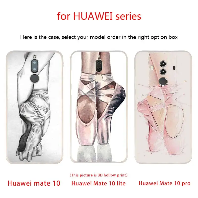 Балетные тапочки для девочек чехол телефона Huawei Mate 10 20 30 Lite 20X Pro Nova 3 4 5i Y7 Y9 2019 2018