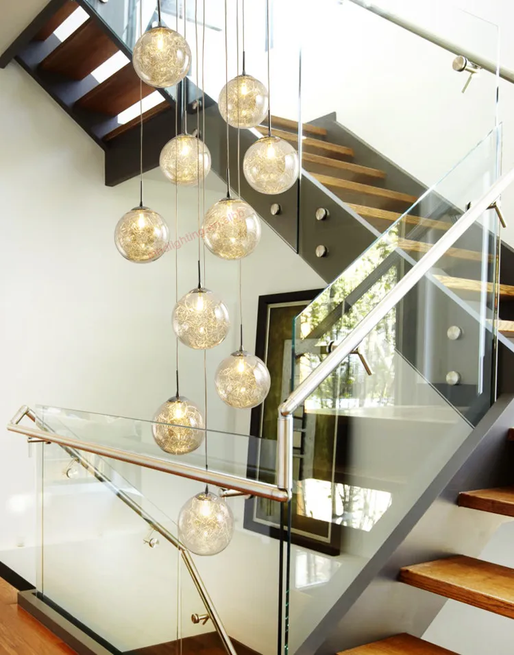 Арт-деко на заказ Вилла круговая ручная выдувная стеклянная спираль Висячие высокие потолки лестница современные светильники для домашняя люстра