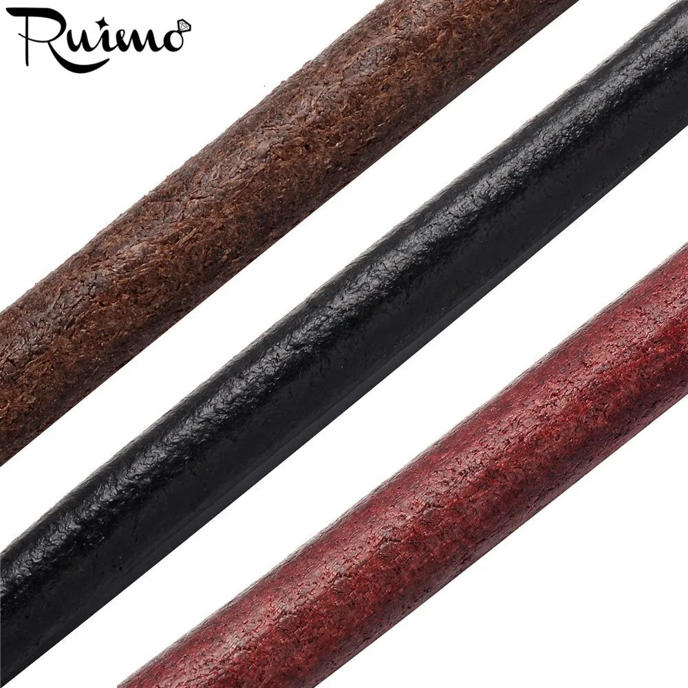 

RUIMO 8mm Vintage Genuine Leather Cord Round Leather Rope String Cord for DIY Necklace Bracelet Jewelry Making Cord Accessories
