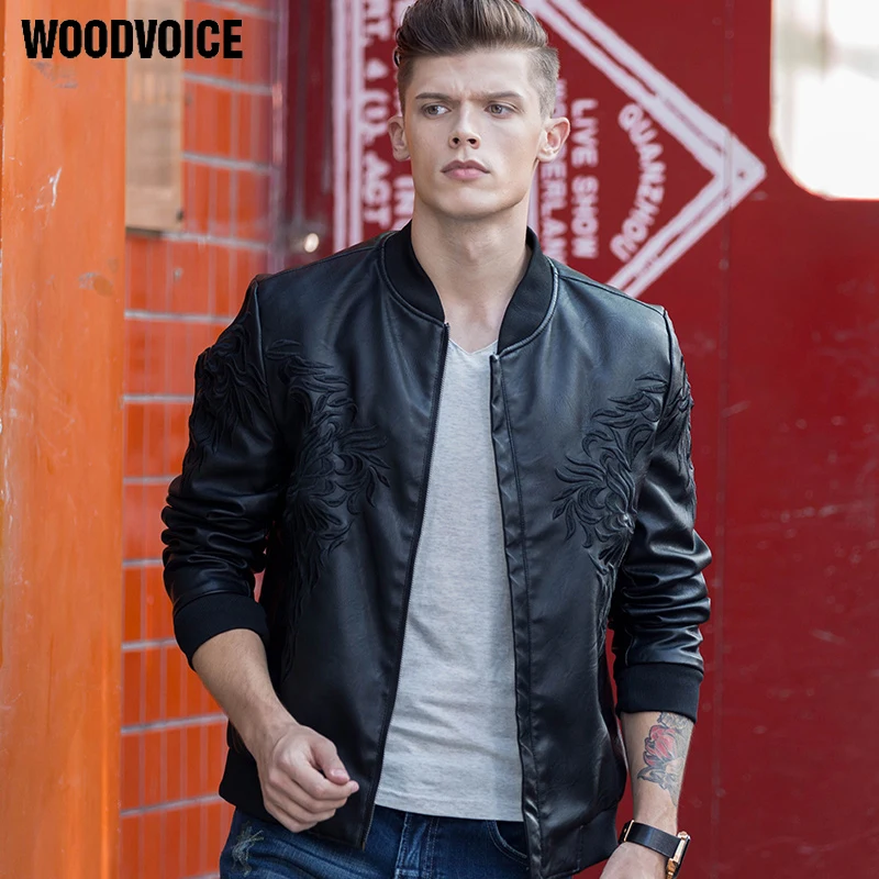 

Woodvoice New Arrival Leather Jackets Mens jacket male Outwear Men's Coats Spring Autumn PU Jacket De Couro Coat jacket men 7002