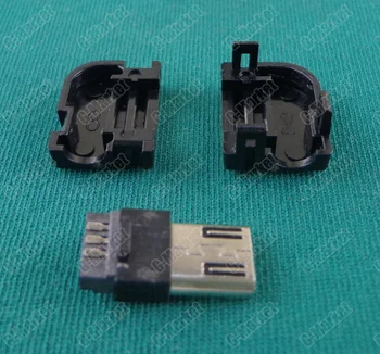 

10pcs/lot Right Angel 90 Degree Long Micro USB 2.0 Welding Three Piece Adapter Connector Socket DIY
