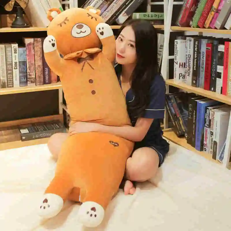 

130cm Cute Stuffed Soft Cotton Down Animals Pillow Cushion long Bear Pig Plush Toys Sleeping in bed doll birthday gift