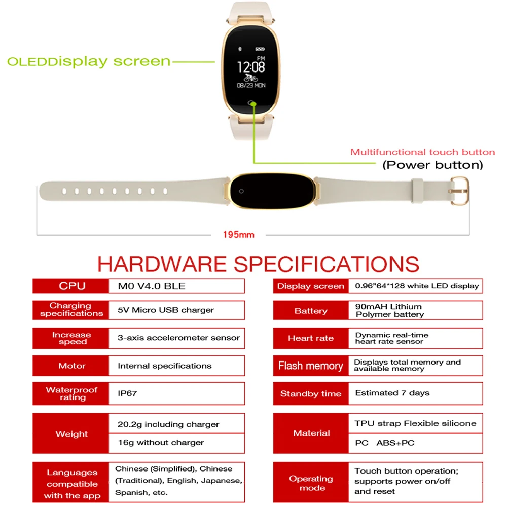Bluetooth водонепроницаемые Смарт часы S3 модные женские с монитором сердечного ритма
