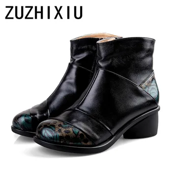 

ZUZHIXIU-Free shipping,Boots 2018 autumn and winter new national style women's genuine leather boots with warm leisure boots.