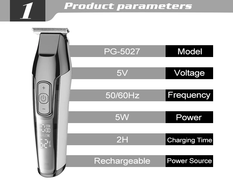 Kemei-5027 Парикмахерская профессиональная машинка для стрижки волос ЖК-дисплей Дисплей мужской простоволосая волос триммер для бороды Для