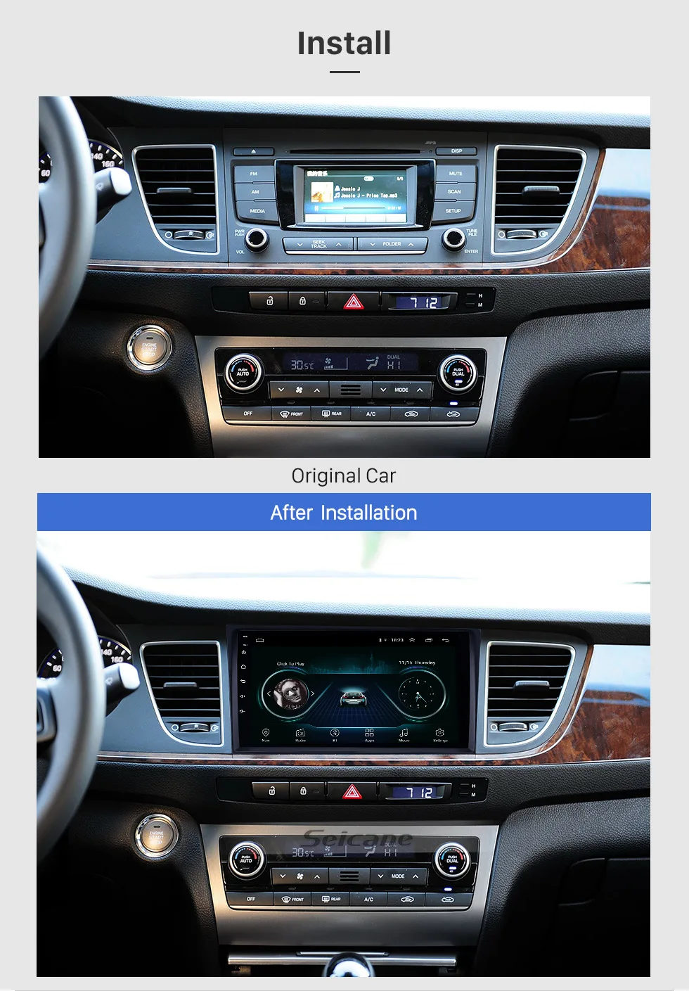 Best Seicane Android 8.1 9 inch Car Multimedia player For Hyundai Mistra 2013 2014 2015 2016 2din GPS Navigation support AUX USB 1