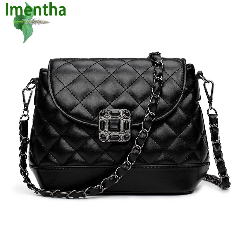 

2017 chain bag black women shoulder bags female purse crossbody plaid handbag quilted sac a main femme women leather handbags
