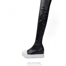 Gullick Черный и белый смешанные Цвет над коленом Спорт Сапоги и ботинки для девочек женские зимние ботинки на низком каблуке теплые круглый носок обувь высокого качества