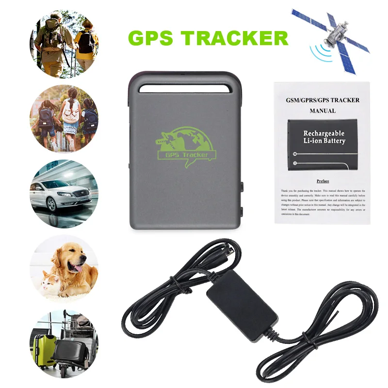 Мини трекер TK102B с GPS GSM GPRS в режиме реального времени зарядным устройством|gps tracker