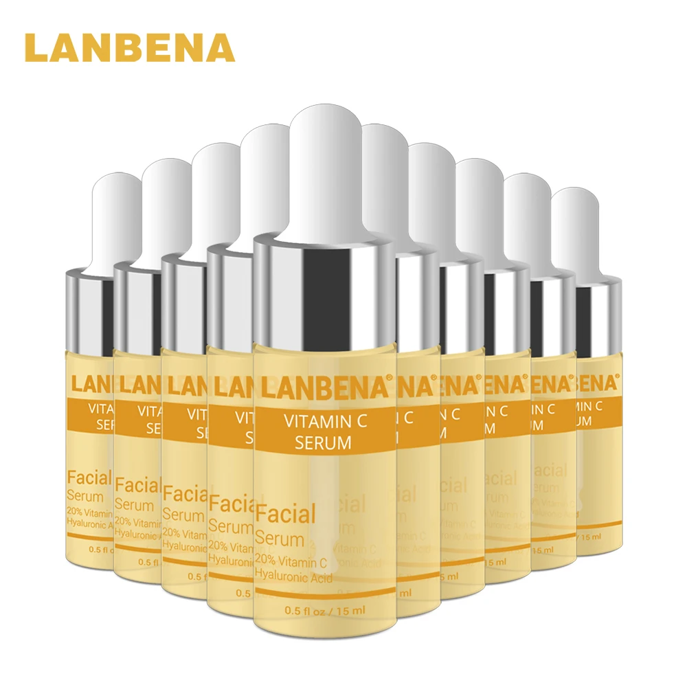 

LANBENA Vitamin C Whitening Serum Hyaluronic Acid Face Cream Snail Remover Freckle Speckle Fade Dark Spots Anti-Aging 10PCS