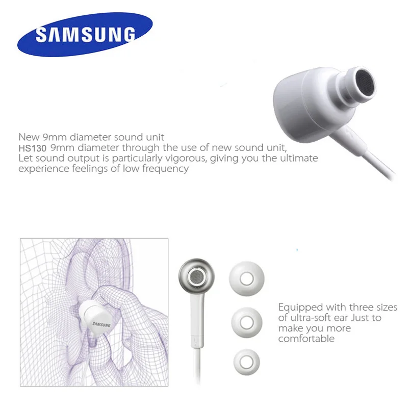 SAMSUNG Original HS130 3.5mm In-ear earphones with Micro earphone for xiaomi Samsung Galaxy S8 S8Edge Support Official Test