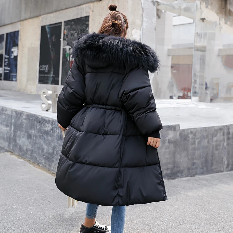 Зимние женские парки, утолщенные теплые куртки с капюшоном и большим меховым воротником, повседневные однотонные куртки с хлопковой подкладкой размера плюс M-3XL