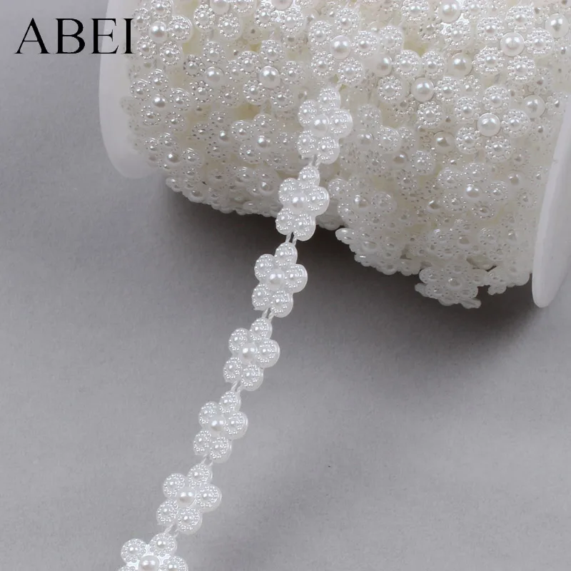 

2yards 13mm Imitation pearls Cotton Line Lace Tape DIY Flower Ribbon Sewing Apparel Accessories Handmade Wedding Party Crafts