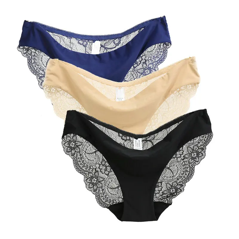

S-2XL! seamless low-Rise women's sexy lace lady panties seamless cotton breathable Hollow briefs Plus Size intimates sexy 3 pcs