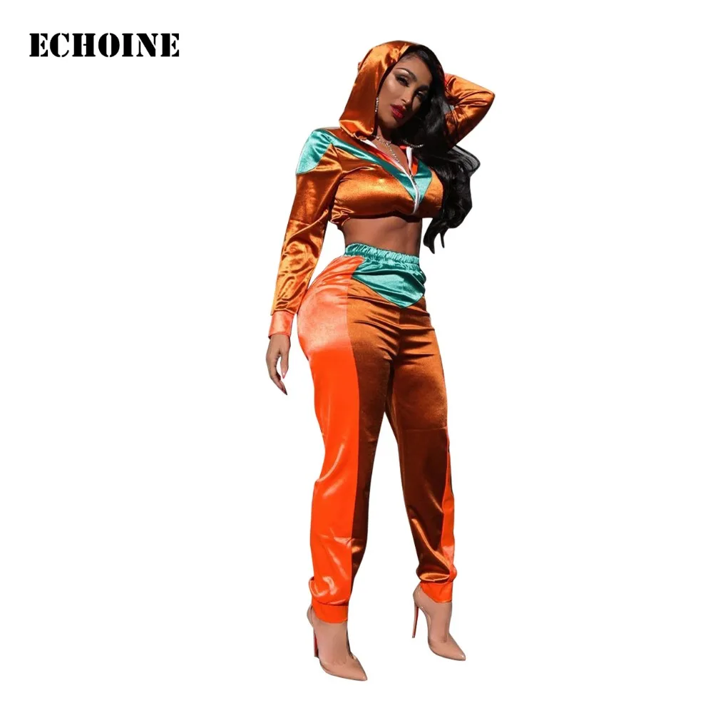

2019 Women Tracksuit 2 Piece Set Crop Top and Pants Casual Slim Sport Suit Women Sweatshirt Pants Set Elastic High Waist Pants