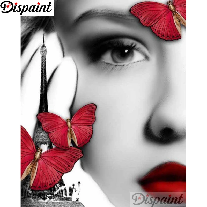 

Dispaint Full Square/Round Drill 5D DIY Diamond Painting "Butterfly woman" Embroidery Cross Stitch 3D Home Decor A10746