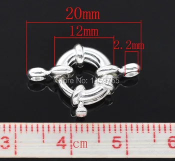 

50 Silver Plated Spring Clasps W/Attachment Rings 12mm