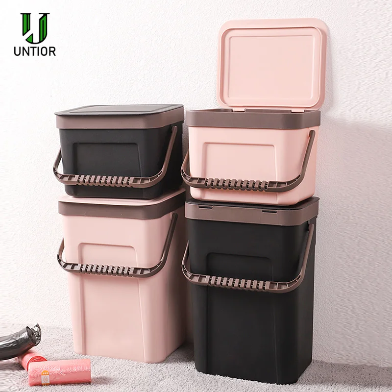 

UNTIOR Plastic Wall-mounted Trash Can Household Kitchen Portable Storage Bucket Waste Bin Creative Bathroom with Lid Trash Bin