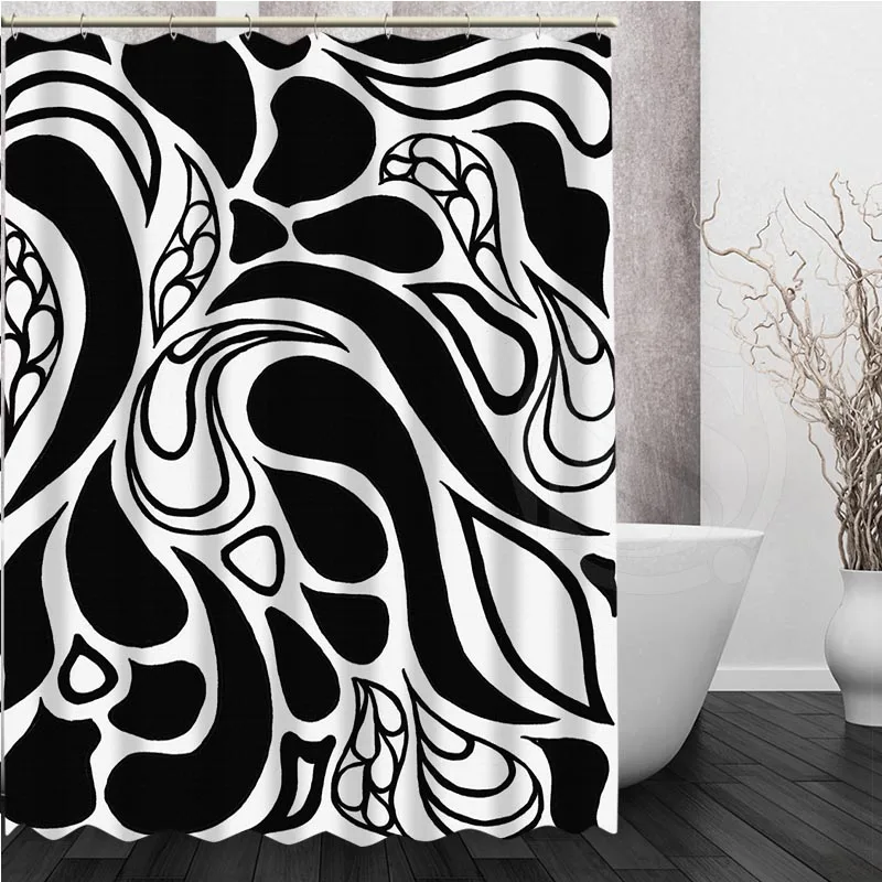 Black and white retro pattern Shower Curtain New Classical Modern Bath Curtains 66" x 72"Inch