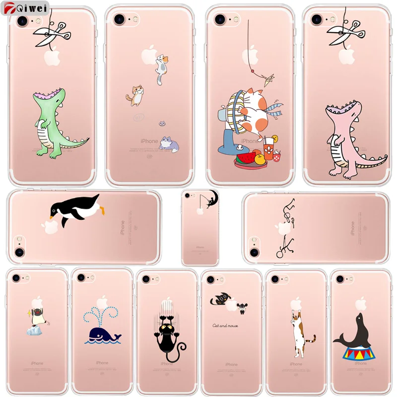 

Dinosaur Whale Case For iphone XS Max Case For iphone XS XR X 8 8plus Phone Cases Transparent Cover For iphone 7 For iphone 6 6S