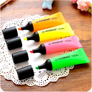 

4 pcs/Lot Stabilo neon marker pen Mini highlighter pens Toothpaste shape Color liner Stationery Office School supplies FB826