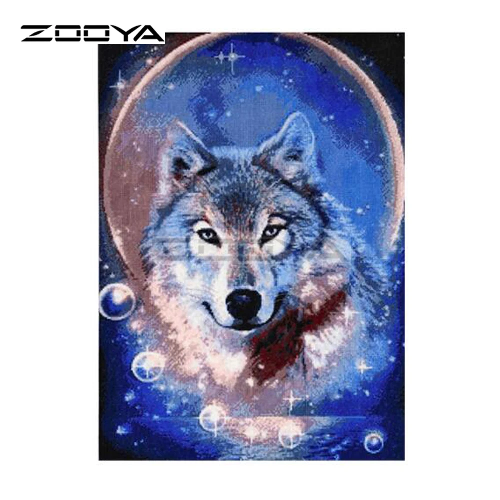 Алмазная вышивка ZOOYA 5D сделай сам с голубым волком животным и луной алмазная