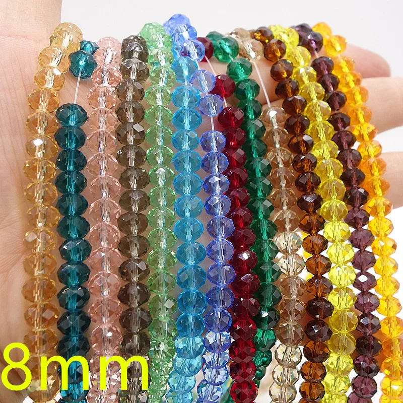 50pcs Bulk Spacer Beads Mixed Crystal Glass Loose 8mm Rondelle Jewelry Faceted# 