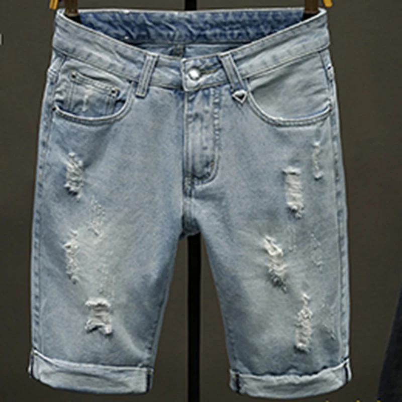 

Fashion Man Denim Shorts Hole High Street Style Casual Personality Summer Casual Short Jeans