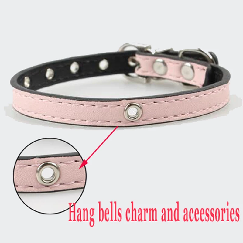 Adjustable Leather Puppy Dog Collar Hang Charm Pendant and ID Tag