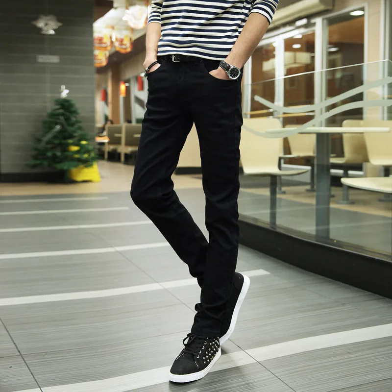de navidad de los hombres con negro pantalones Stretch Denim Jeans Hombre caliente|black denim men|mens black denim pantsstretch pants men AliExpress