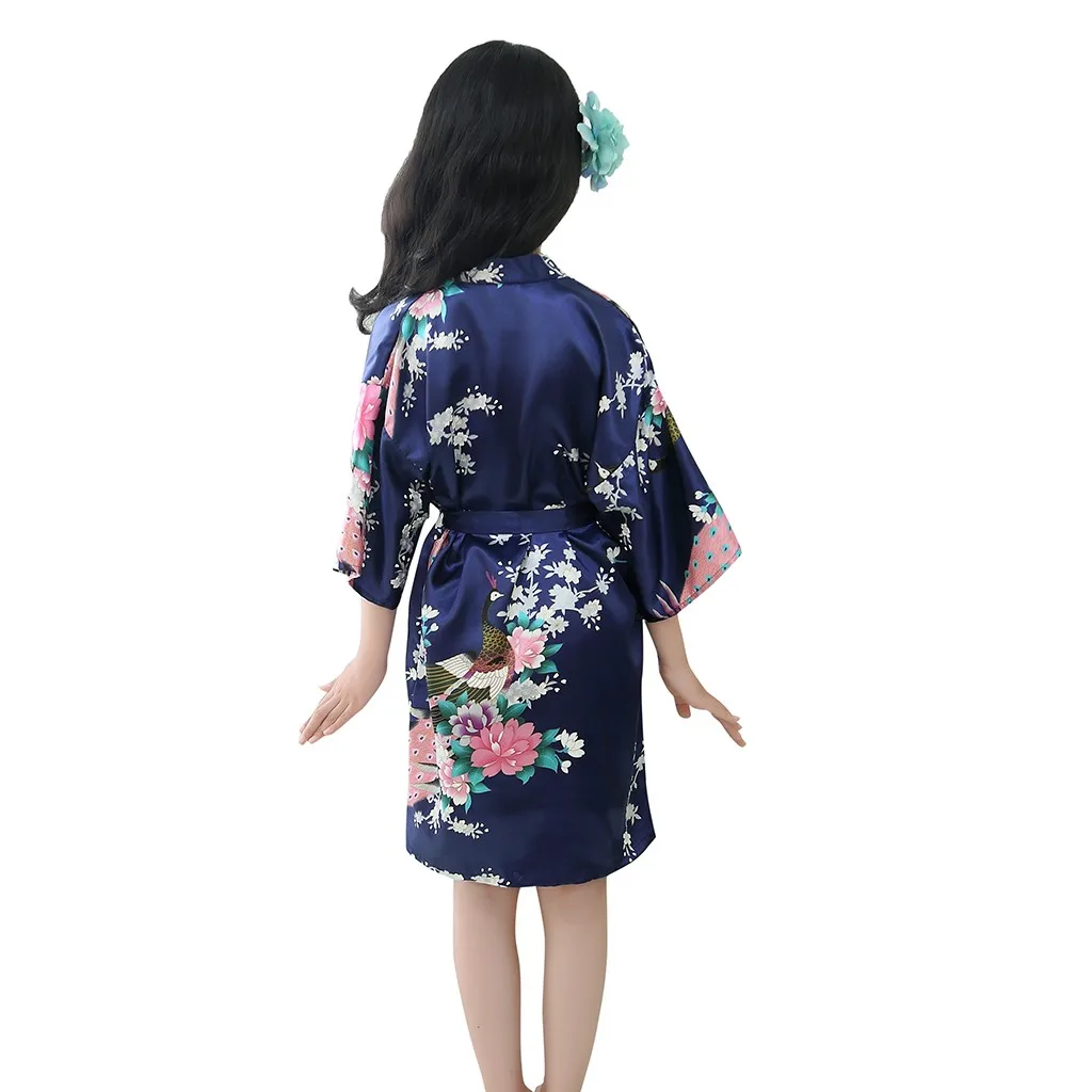 CHAMSGEND банные халаты для детей, для маленьких девочек, с цветами шелк атласное кимоно; наряд, одежда для сна, одежда Детский банный халат модные 19June01