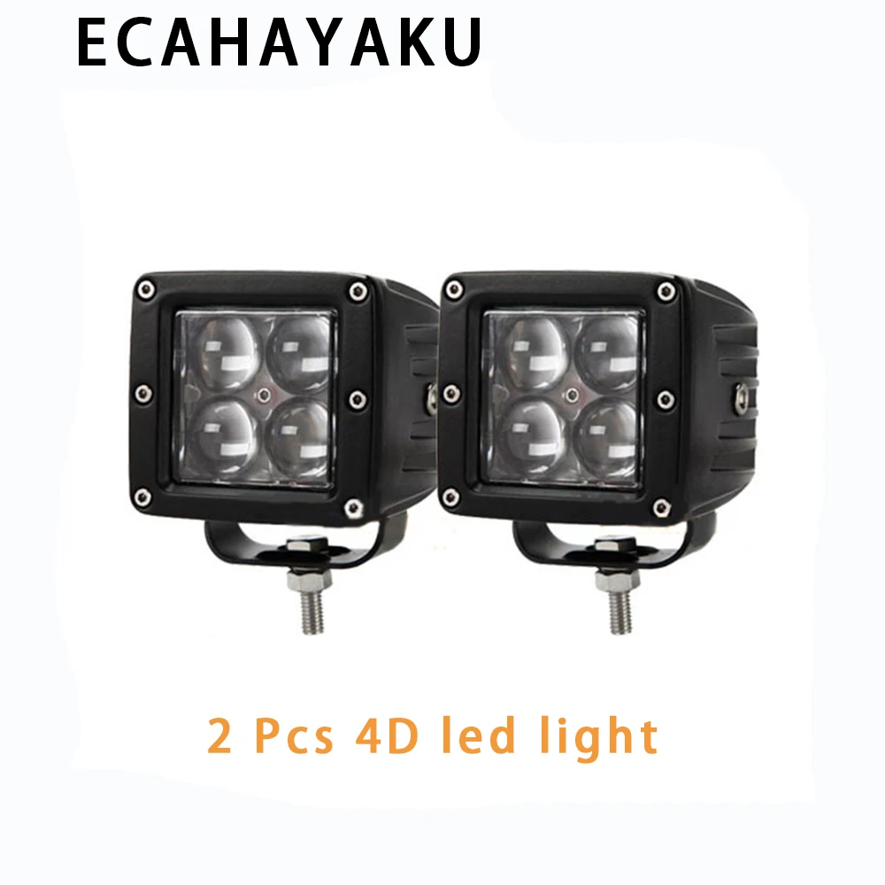 

ECAHAYAKU 2PCS 20W 4D LED Work Light Flush Mount Pod Spot Flood Beam Offroad Driving Lights for Ford Jeep SUV ATV 4x4 4WD Truck