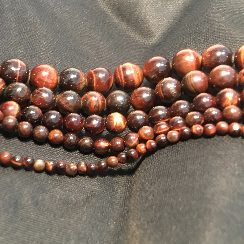 

High Quality Natural Red Tiger eye Beads Stone For Jewelry Making Charm Smooth Loose Beaded For Pulsera DIY Strand 4-12mm