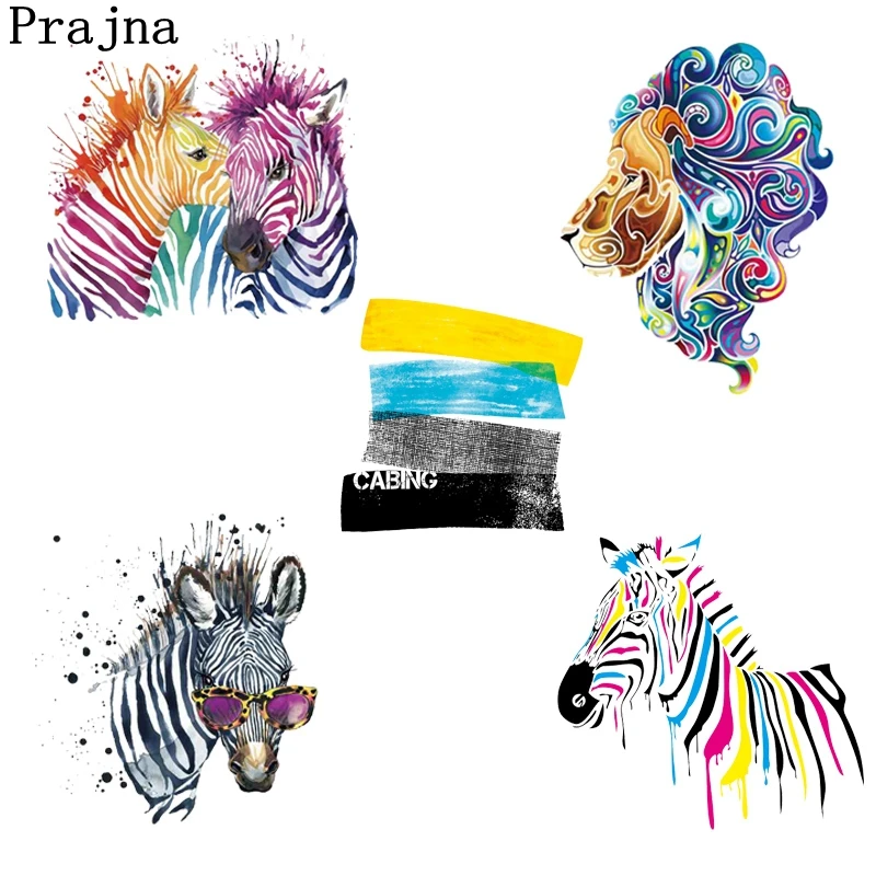 

Prajna Zebra Horse Patch Iron Heat Transfer Stickers Iron On Transfers For Clothing Cooling Letter Patches Washable DIY Applique