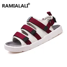 Ramialali/летние модные пляжные сандалии для мужчин; Повседневные Дышащие сандалии на плоской подошве; Hombre; новые стильные мужские повседневные тапки
