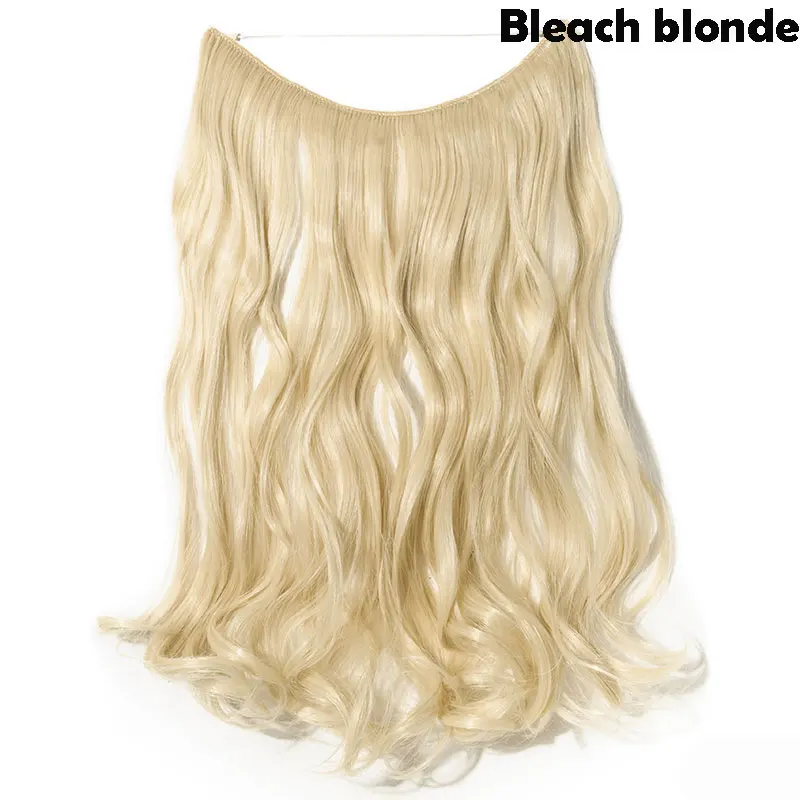 bleach blonde SNOILITE 20 дюймов Длинные Синтетические волосы термостойкие шиньоны рыбья линия волнистые волосы для наращивания секретные невидимые шиньоны - Цвет: bleach blonde