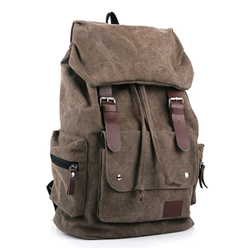  Hot Casual Men Canvas Travel Backpack Men's Vintage Student School Bag Big Laptop Rucksack Canvas D