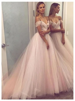 

smileven Pink Wedding Dress Off The Shoulder Vestidos de novia 2019 Sweetheart Bridal Dress Backless Wedding Gowns Custom Made