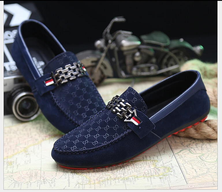 Casual Nubuck Noir Mocassins Noir Style Printemps bleu À on rouge Plat Bleu Cuir En Automne Slip K02 La Mode Vintage Hommes Chaussures Conduite qERt8waR