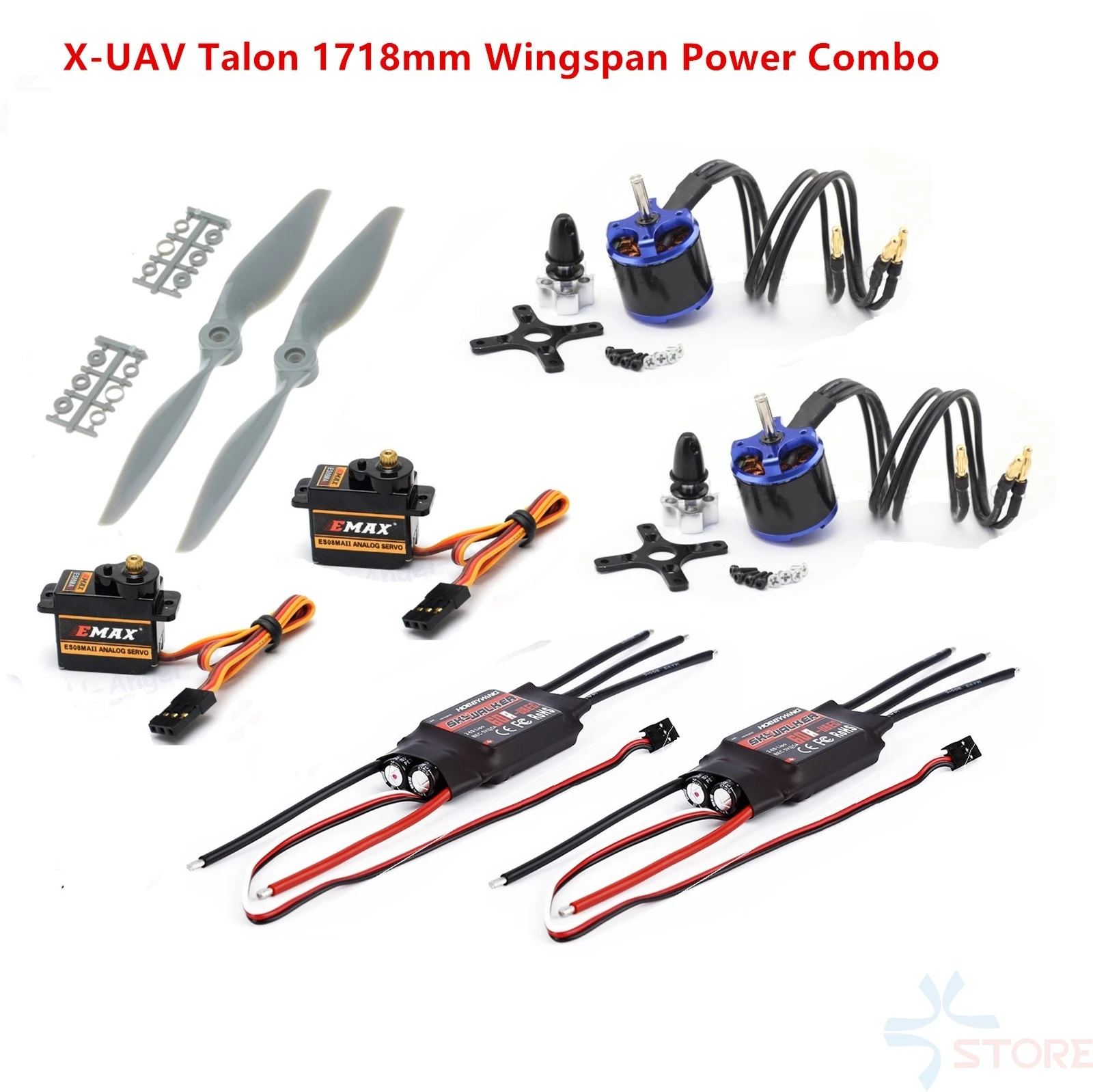 Фиксированное крыло Power Combo для X UAV Talon EPO 1718mm 3720 Motor KV1250 + 9x6 пропеллер APC 60A ESC 2psc ES08MA