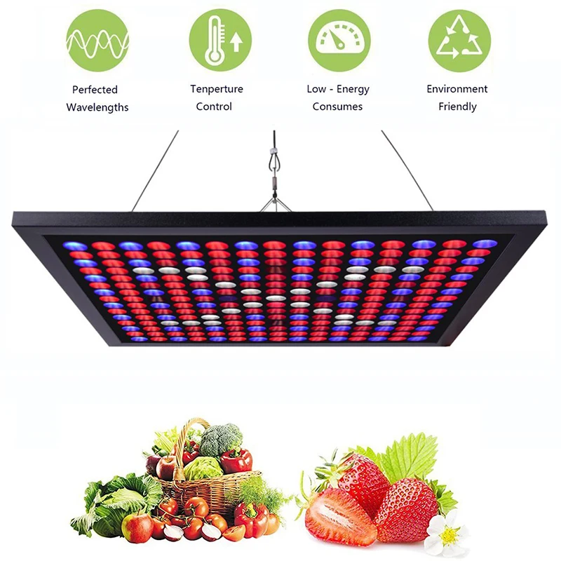 

LED Grow Light Panel 75W 225 LEDs 6-Band Full Spectrum Ultra-thin Include UV IR for Indoor Plants Growing Black